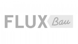 Die Grafik zeigt das Logo von Flux Bau.